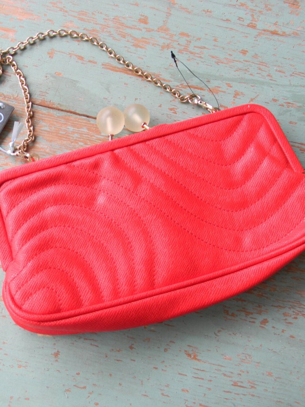 NWT CYNTHIA ROWLEY RED KISSLOCK CLUTCH/SHOULDER BAG
